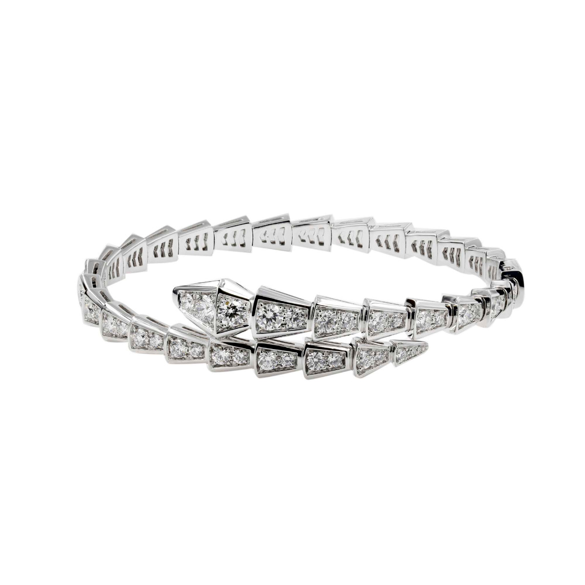 Bvlgari Serpenti Thin 18k Full Pave Diamond Bracelet