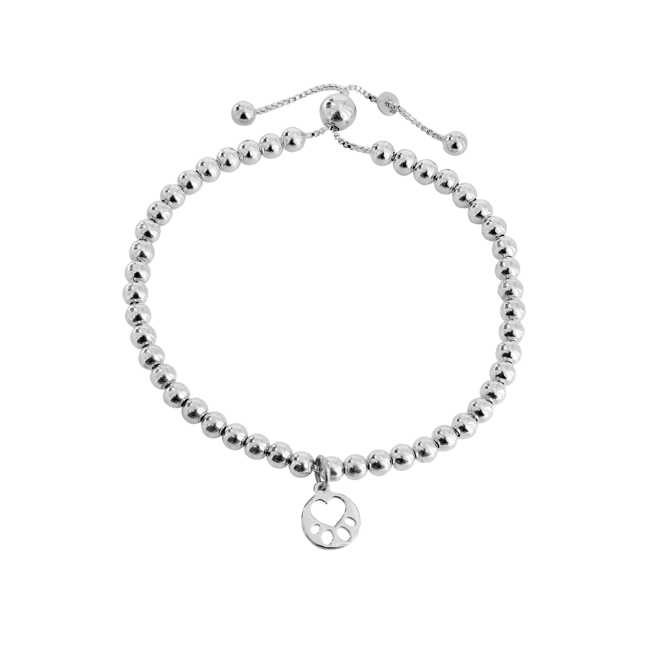 Our Cause for Paws SS Beaded Mini Paw Bracelet