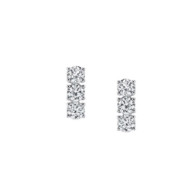 Anita Ko 18k White Gold Diamond Three Stone Dot Earrings