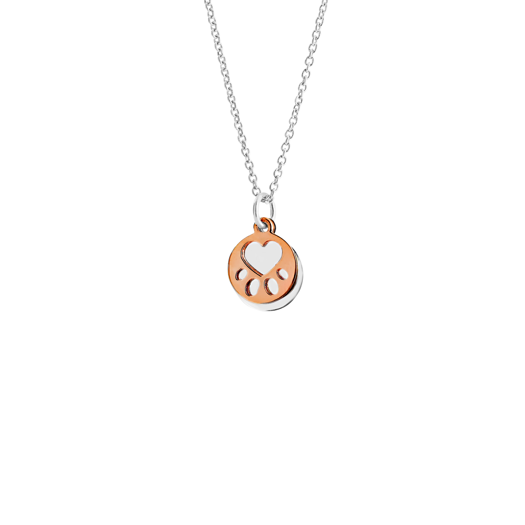 Our Cause for Paws Rose Gold and Sterling Paw Pendant Necklace