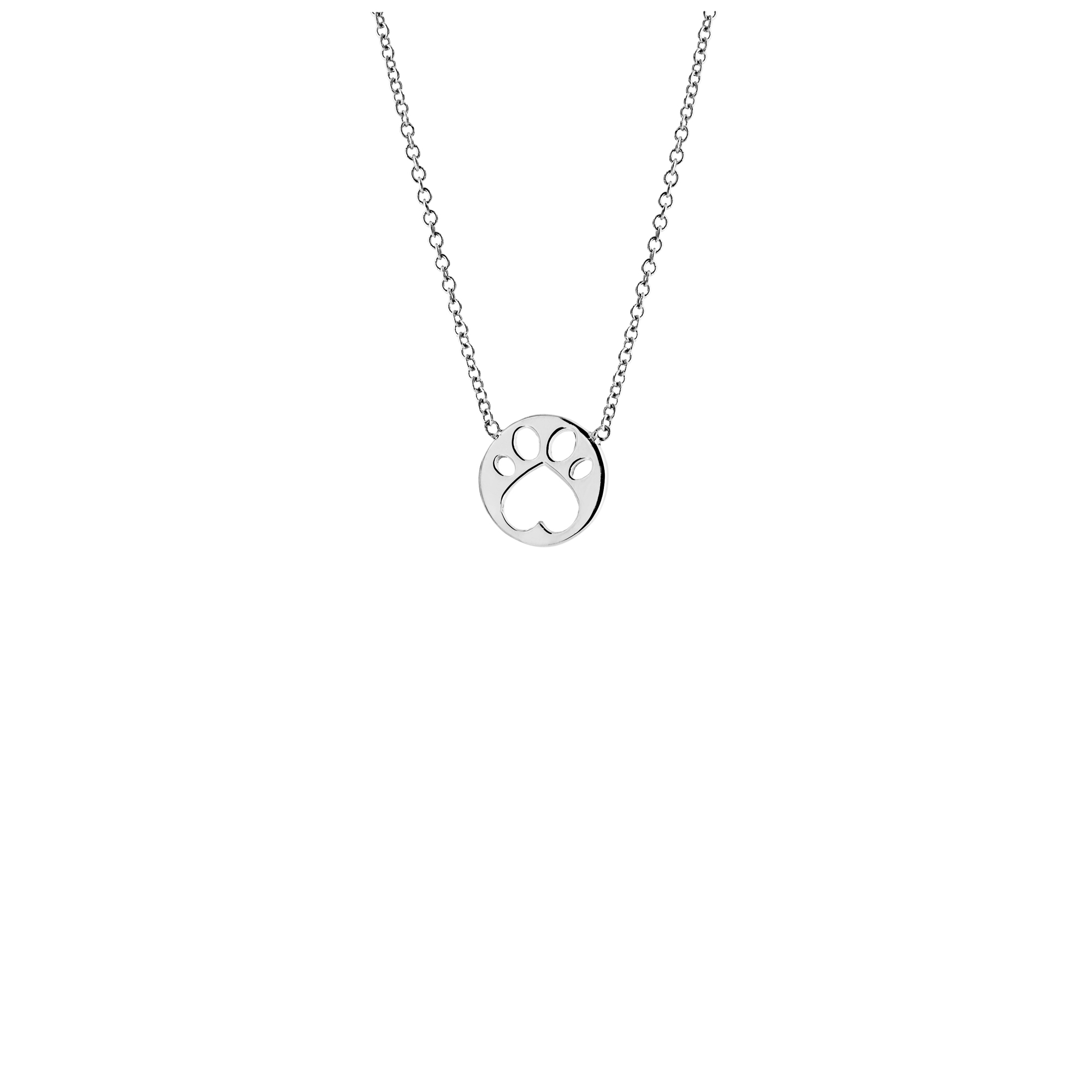 Our Cause for Paws Sterling Silver 17in Mini Paw Pendant Necklace