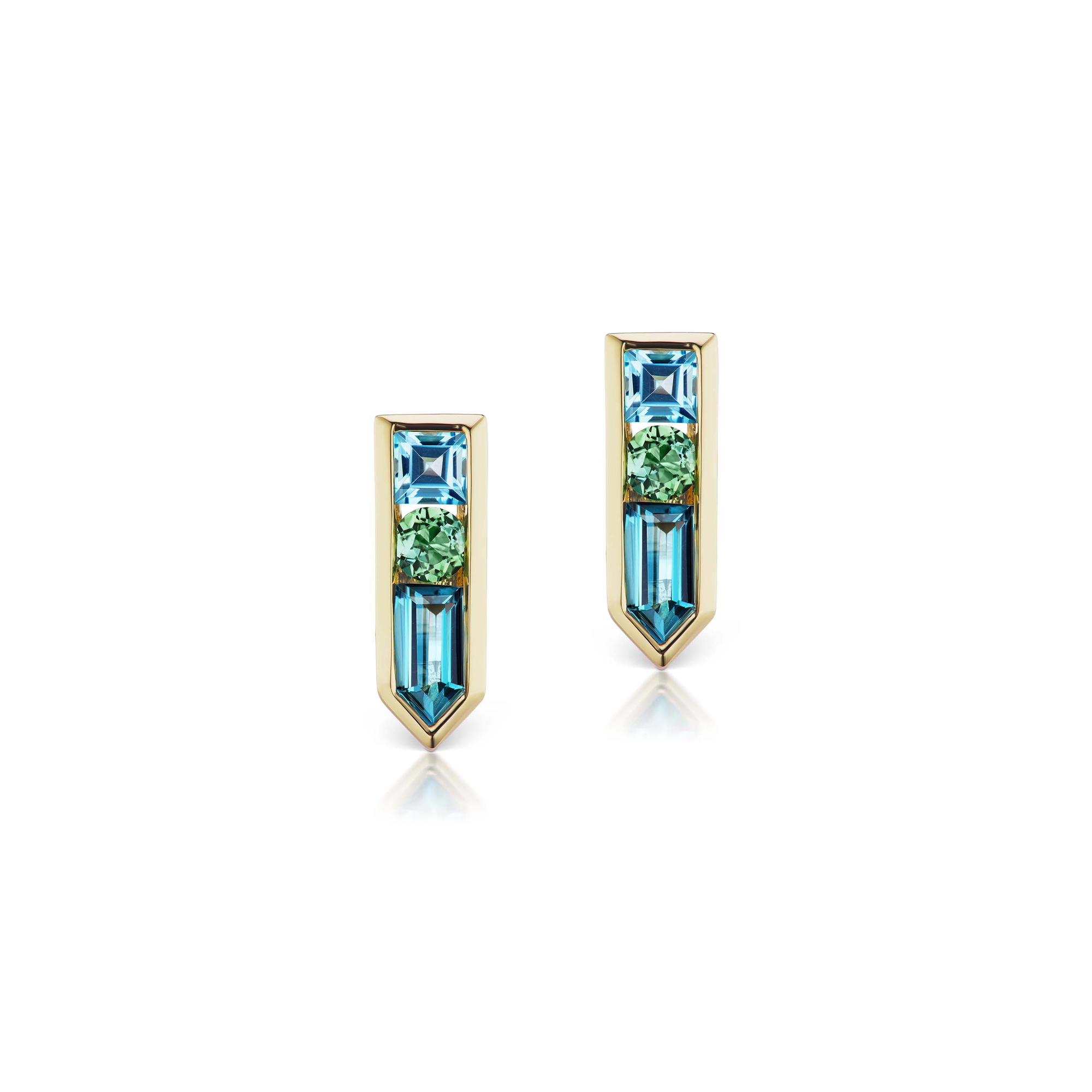 Jane Taylor Cirque 14k Multi Stone Arrow Stud Earrings