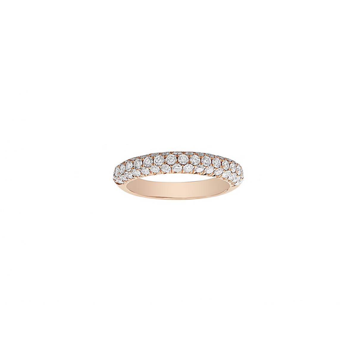 Henri Daussi 18k Rose Gold Half Pave Diamond Wedding Band