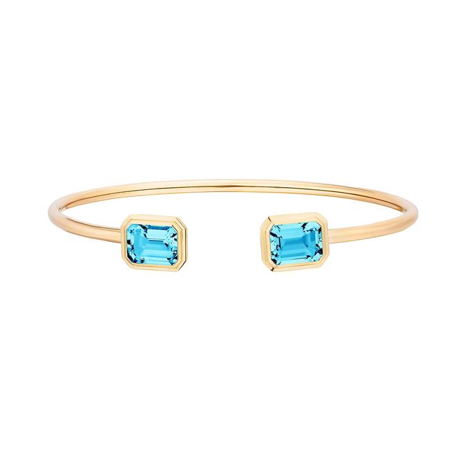 Goshwara Manhattan 18k Yellow Gold Blue Topaz Open Edge Bracelet