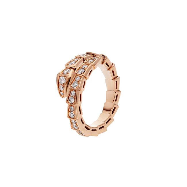 Bvlgari Serpenti Viper 18k Rose Gold and Diamond Ring