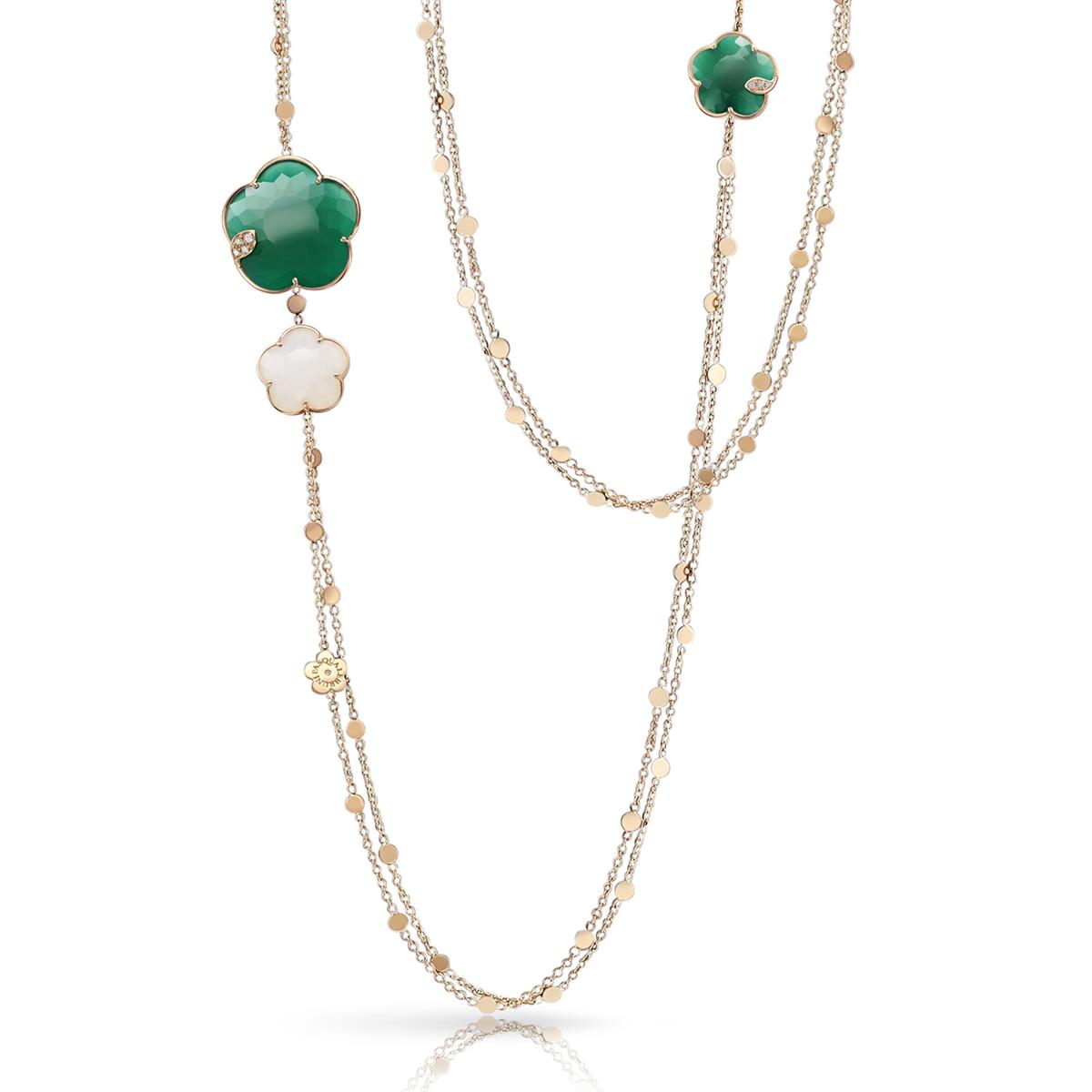 Pasquale Bruni Ton Joli 18k Rose Gold Diamond Agate Flower Sautoir Necklace