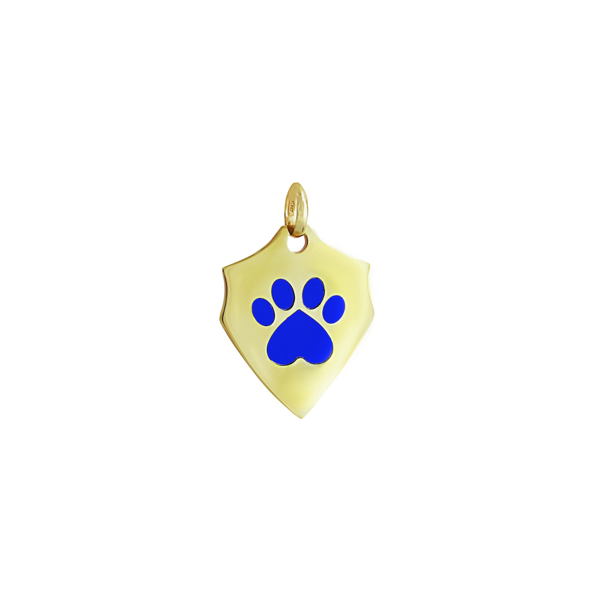Our Cause for Paws 14k Yellow Gold Shield with Lapis Inlay Paw Charm