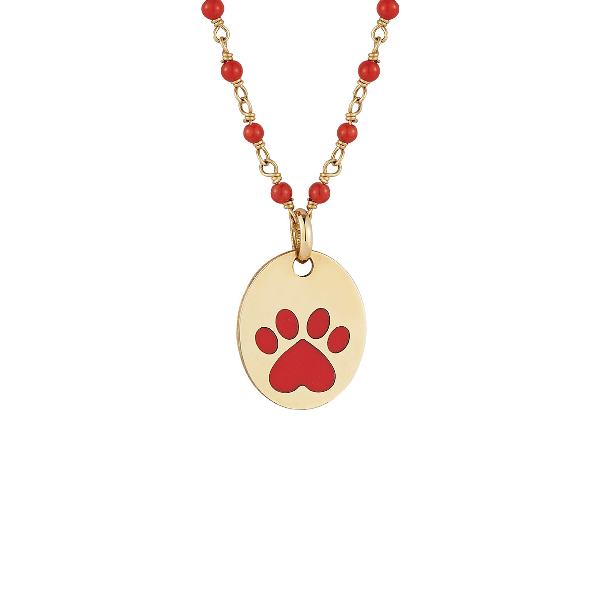 Our Cause for Paws 14k Coral Inlay Paw Pendant