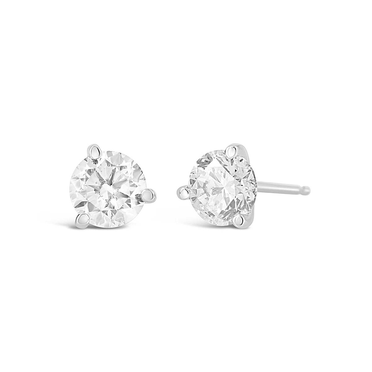 London Collection 18k White Gold 3 Prong 2.40ct Diamond Studs
