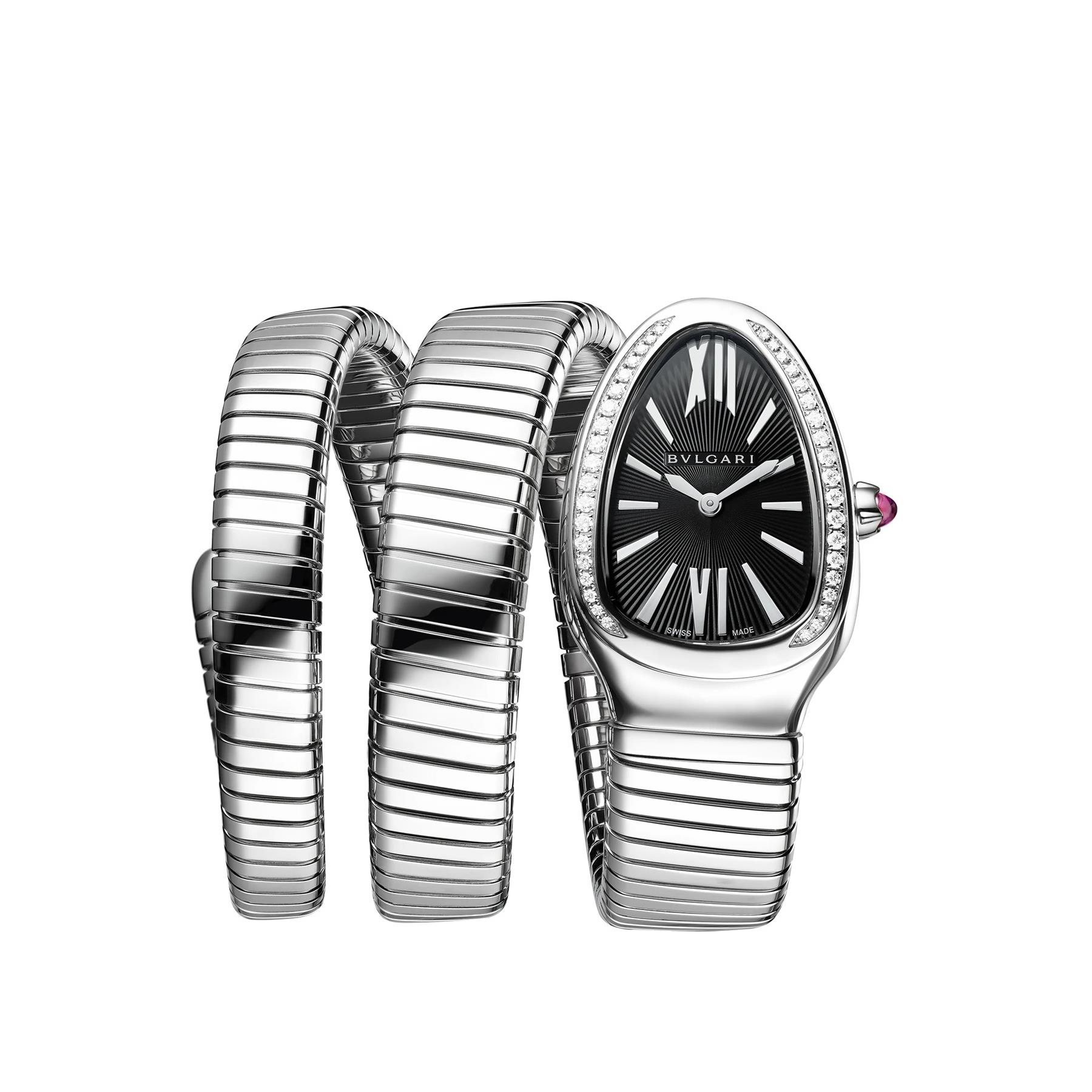 Bvlgari Serpenti Tubogas Stainless Steel and Diamond 35mm Watch