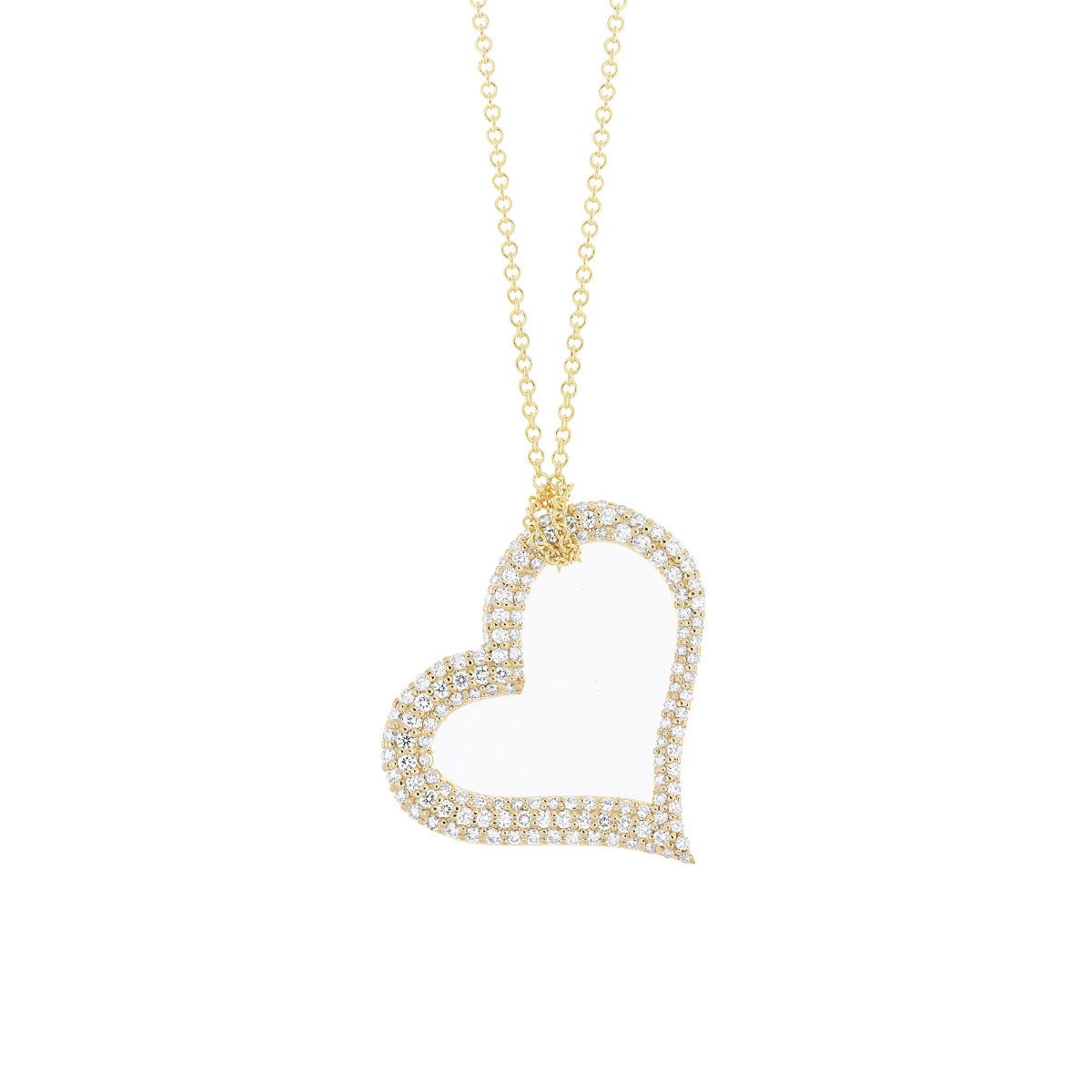London Collection 18k Yellow Gold Pave Diamond Heart Pendant Necklace