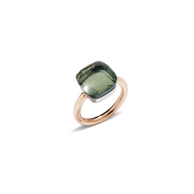 Pomellato 18k Rose and White Gold Prasiolite Maxi Nudo Ring