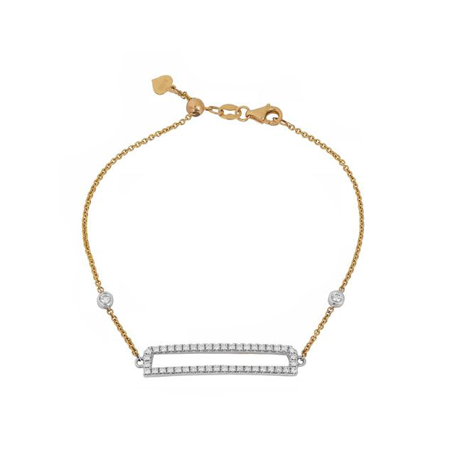 London Collection 14k Two Tone Diamond D Bracelet