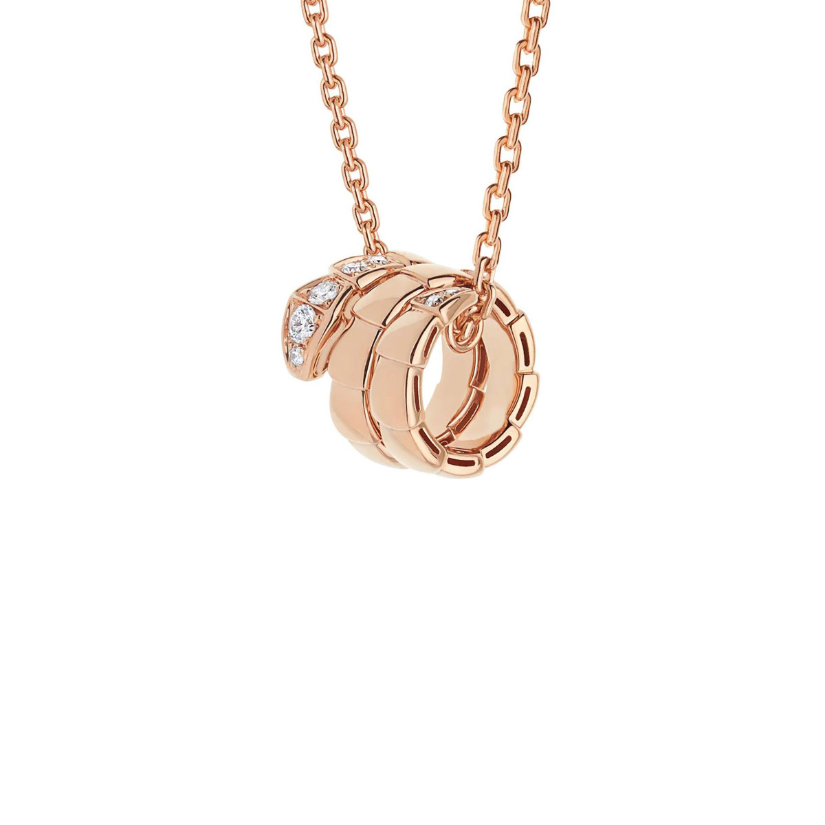 Bvlgari Serpenti Viper Rose Gold Pave Pendant Necklace
