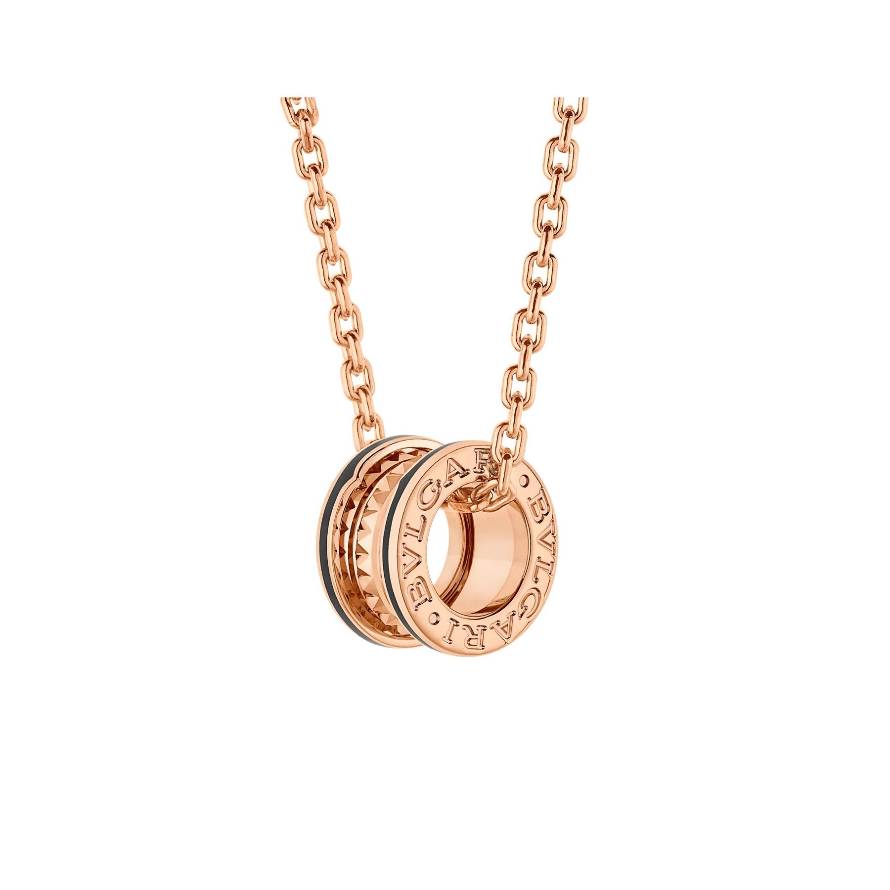 Bvlgari B.zero1 Rock 18k Rose Gold and Ceramic Pendant Necklace