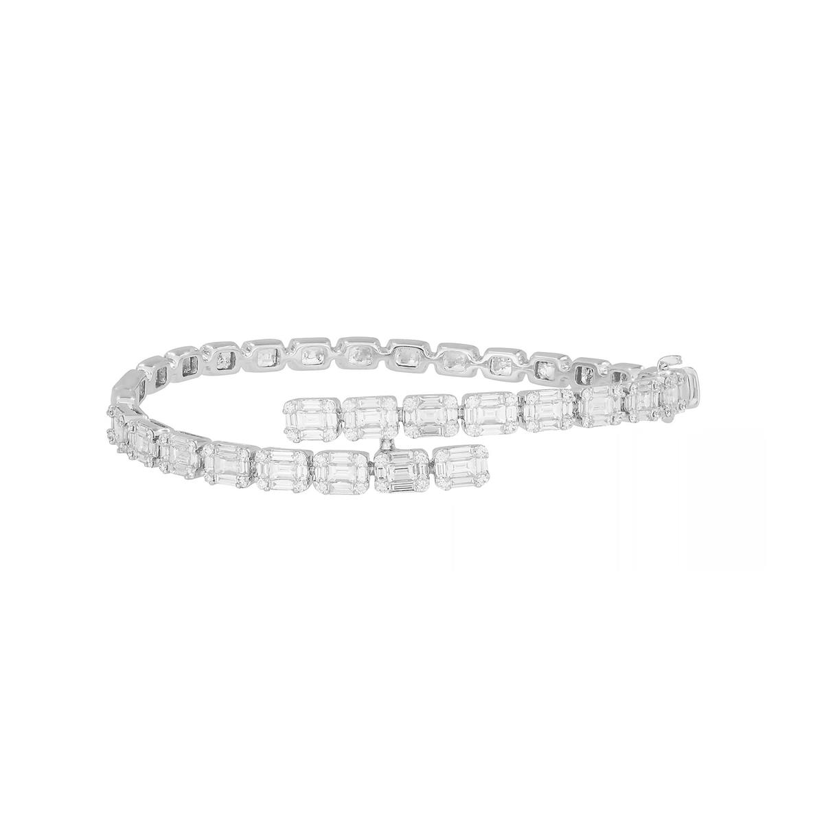 London Collection 18k White Gold Mix-Shaped Diamond Bangle Bracelet