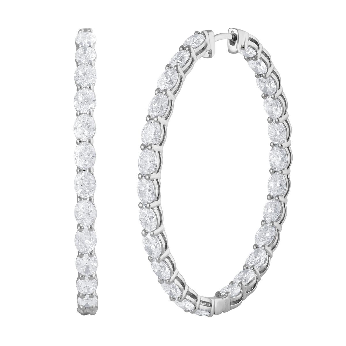 London Collection 18k White Gold Diamond Oval Hoops 7.00cts