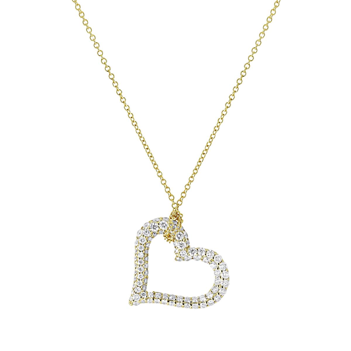 London Collection 18k yellow Gold Pave Diamond Heart Pendant Necklace