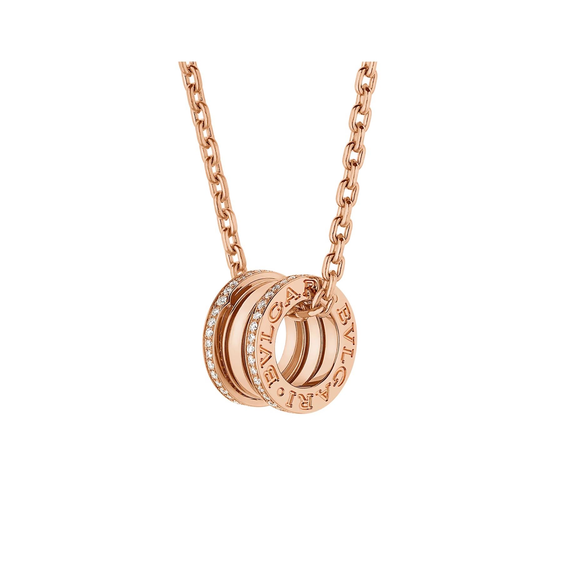 Bvlgari B.zero1 18k Rose Gold and Diamond Pendant Necklace