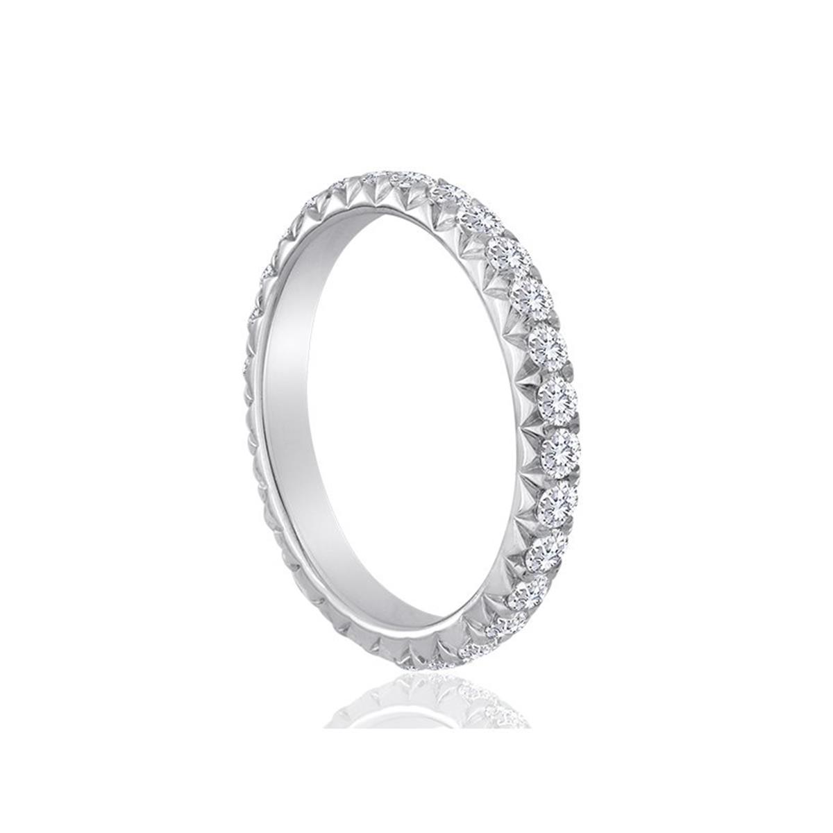 TWO By London Platinum Fishtail Set Pave Diamond Band