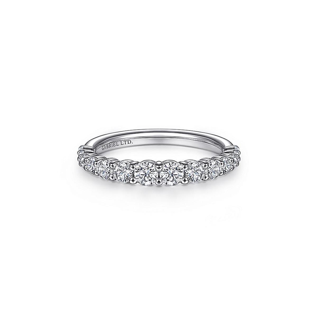 Gabriel & Co Bridal 18k White Gold Half Diamond Wedding Band