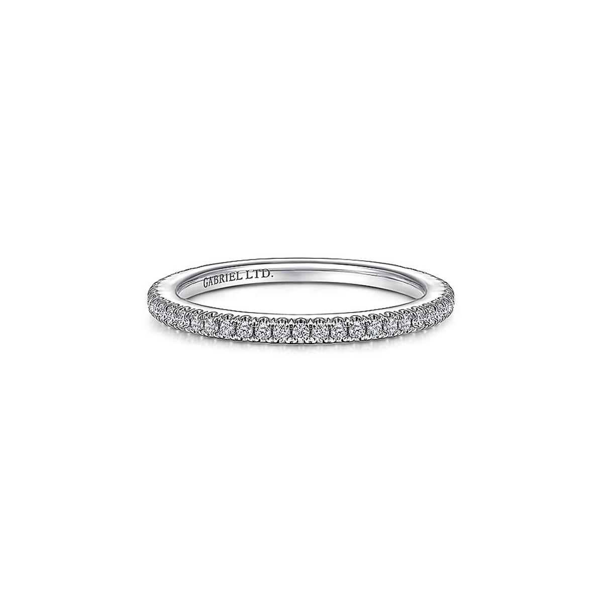 Gabriel & Co Bridal 18k White Gold Half Diamond Band