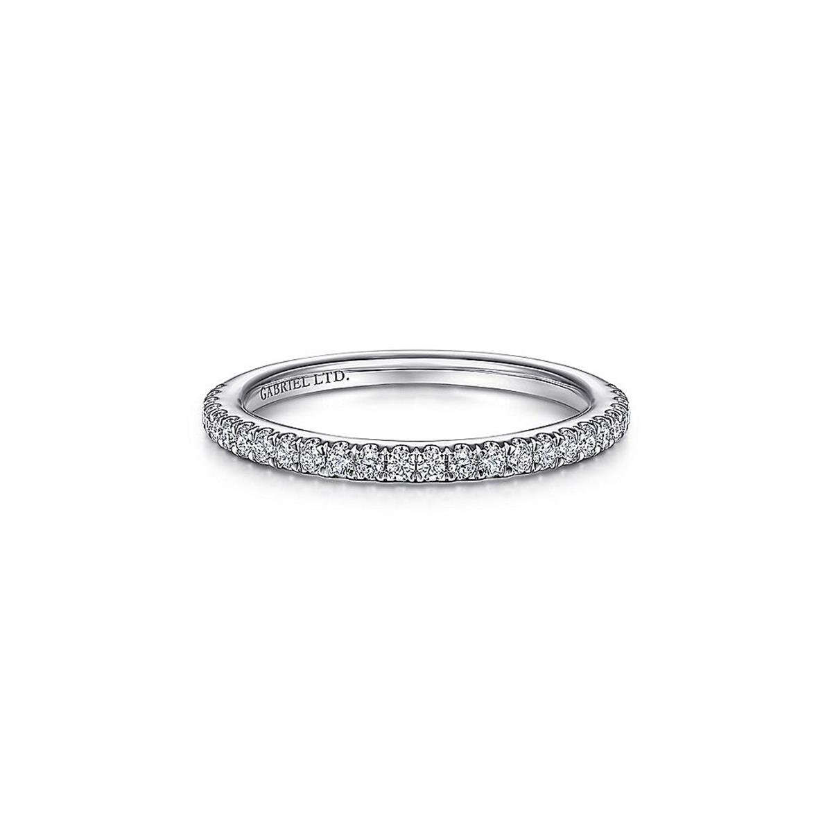 Gabriel & Co Bridal 18k White Gold Half Diamond Wedding Ring