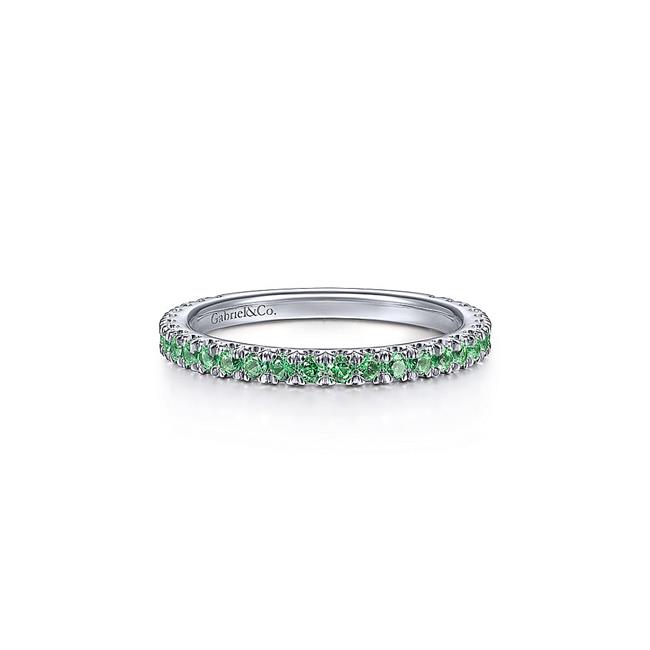 Gabriel & Co Bridal 14k White Gold Emerald Stack Band