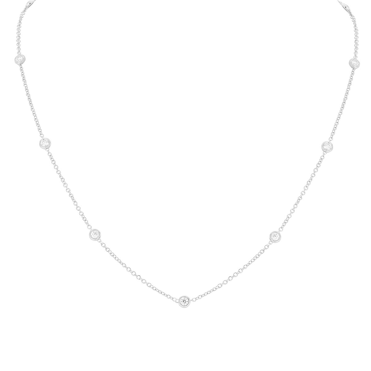 London Collection White Gold Diamond By The Yard Necaklce 1.00cts