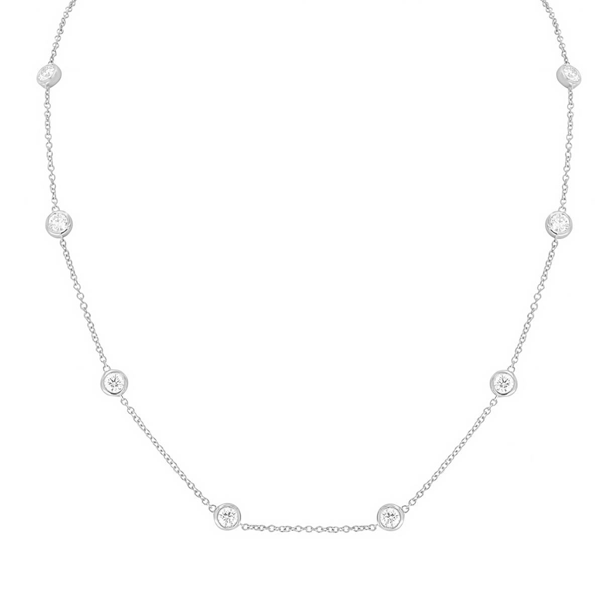 London Collection White Gold Diamond By The Yard Necaklce 3.00cts