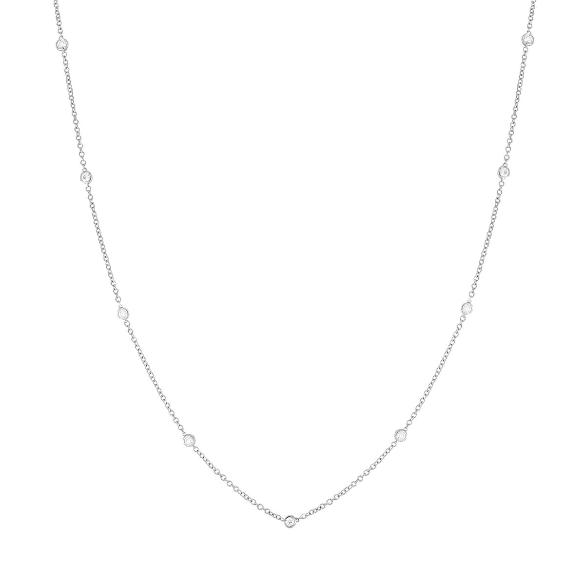 London Collection White Gold 1 Carat Diamond By The Yard Necaklce 36"