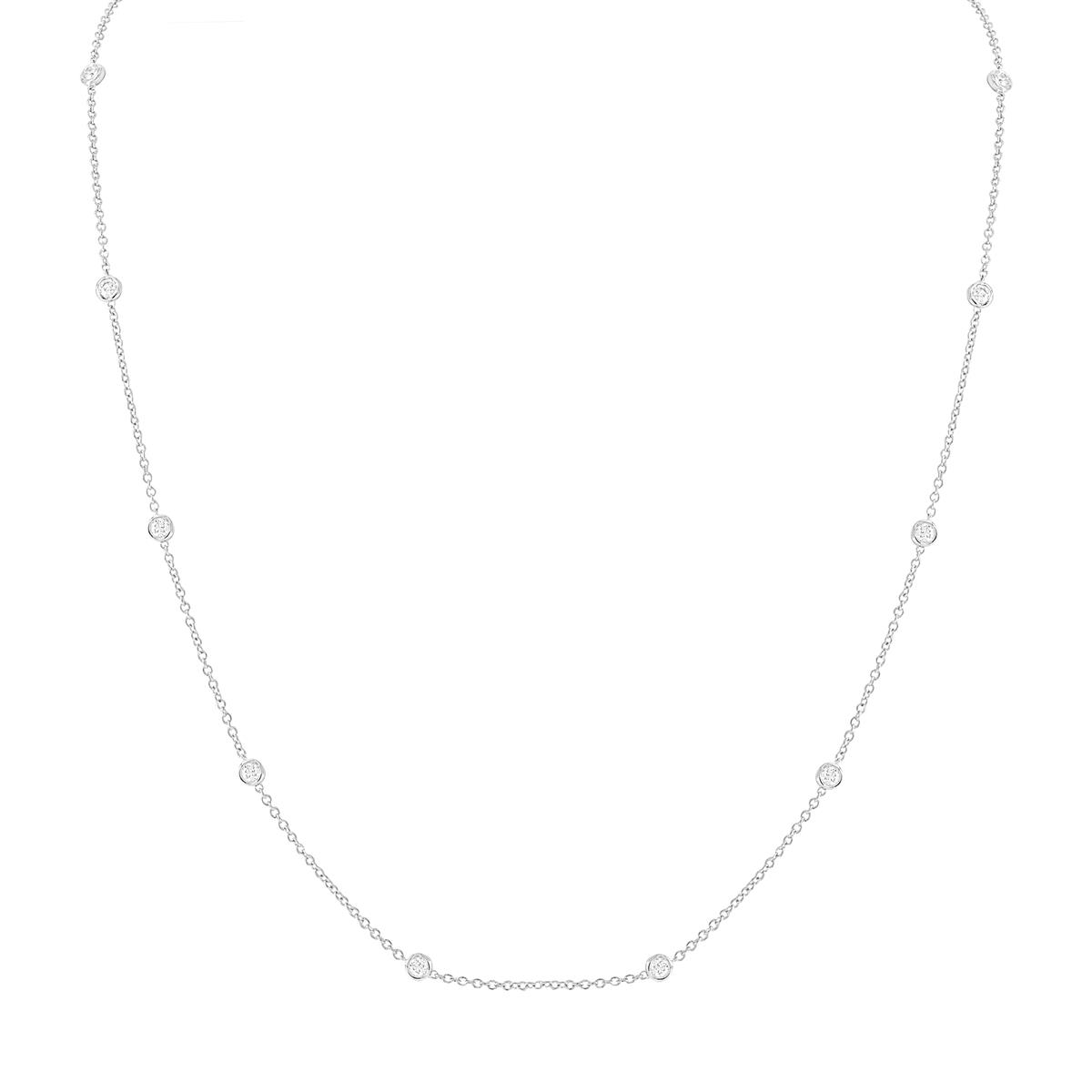 London Collection White Gold 2 Carat Diamond By The Yard Necaklce 36"