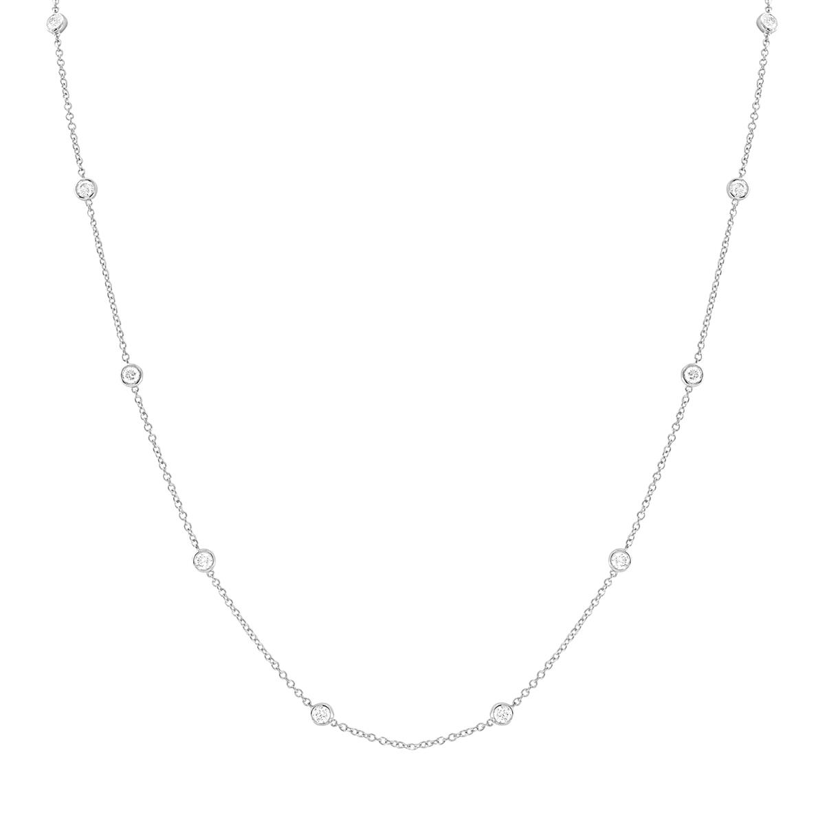 London Collection White Gold 3 Carat Diamond By The Yard Necaklce 36"