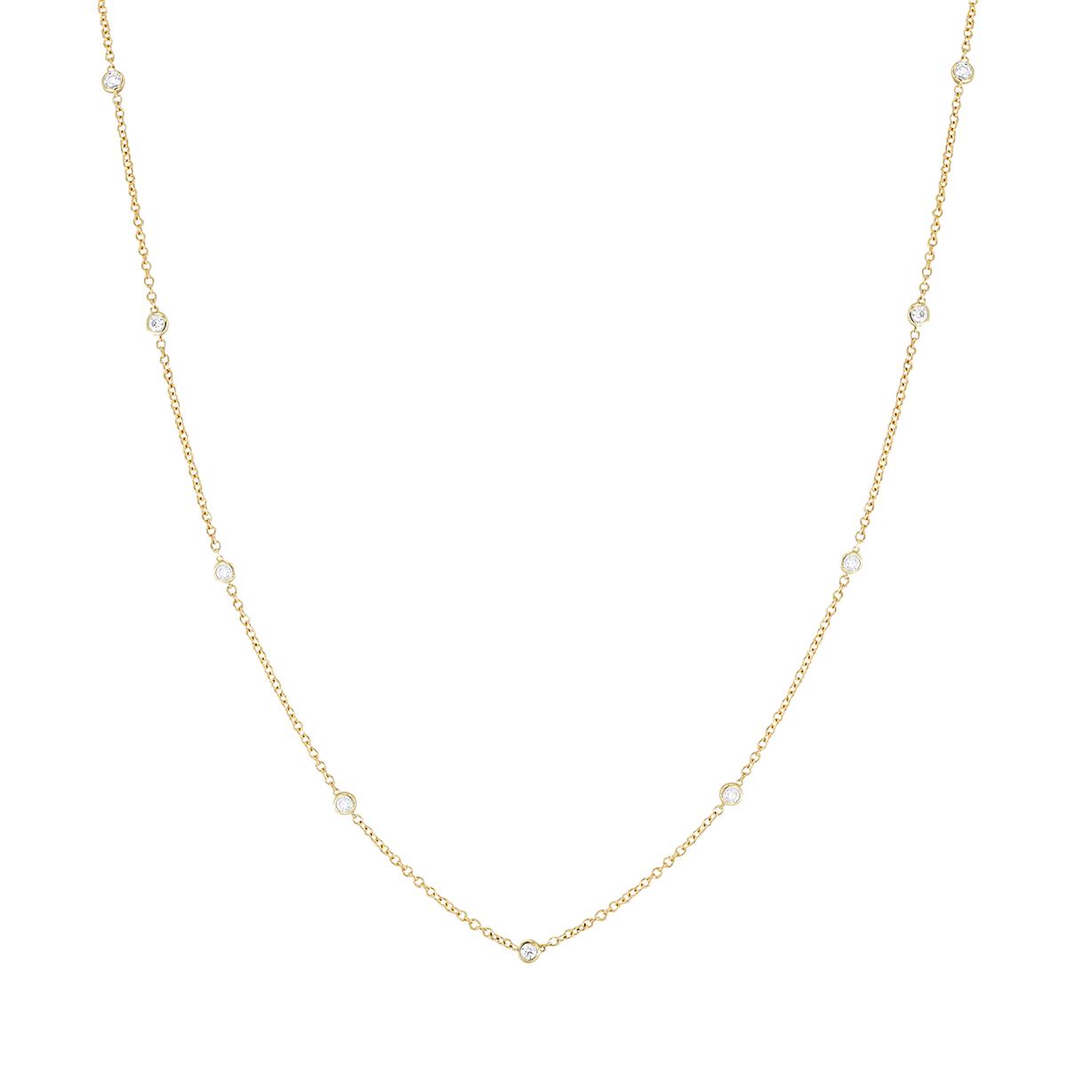 London Collection Yellow Gold 1 Carat Diamond By The Yard Necklace 36"