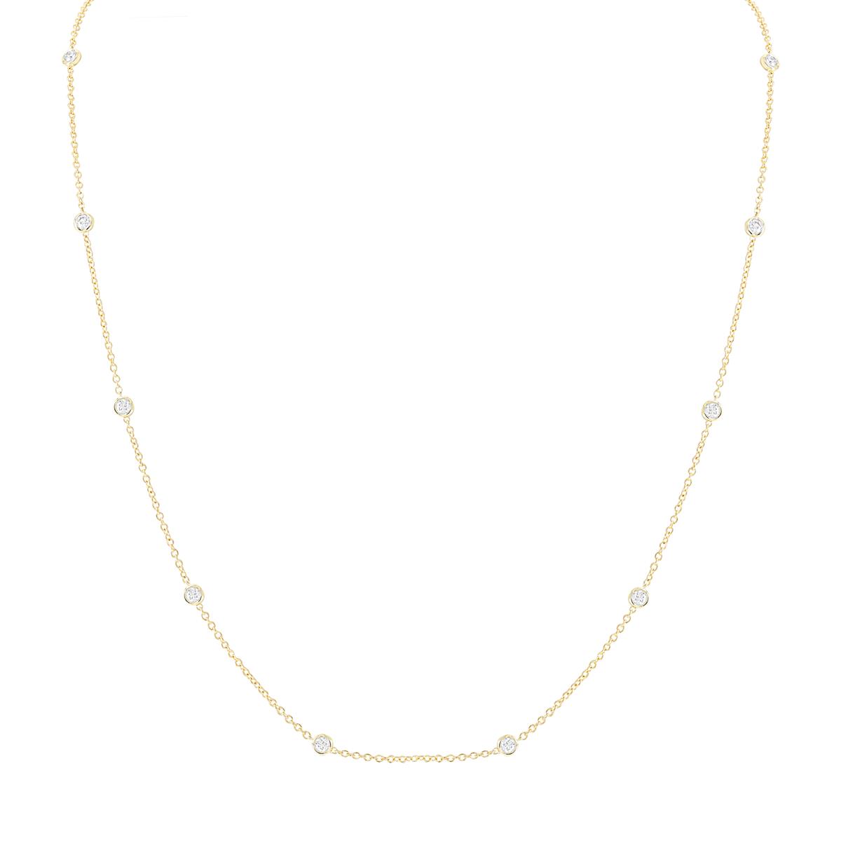 London Collection Yellow Gold 2 Carat Diamond By The Yard Necklace 36"