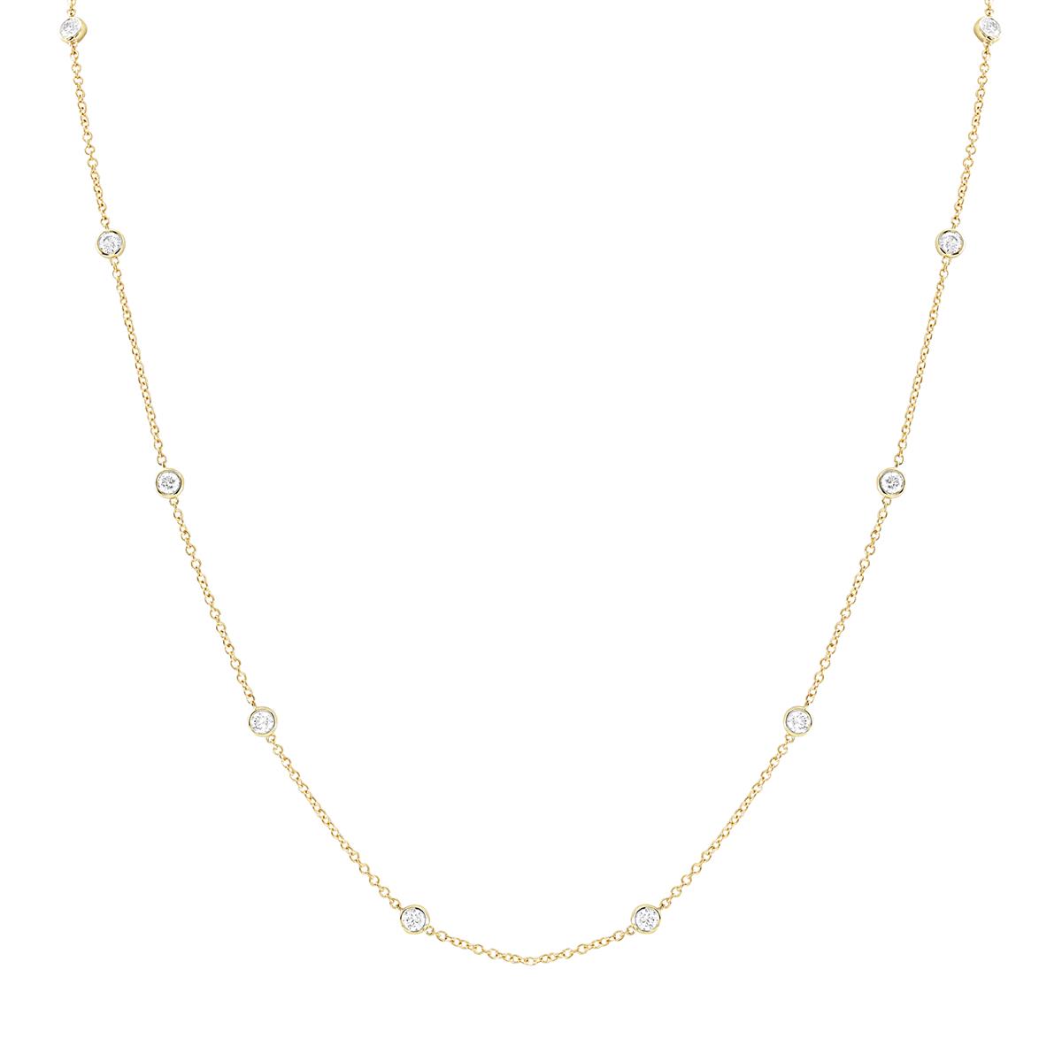 London Collection Yellow Gold 3 Carat Diamond By The Yard Necklace 36"