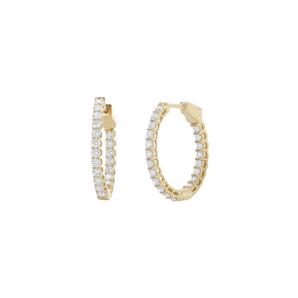 London Collection 18k Diamond Oval Hoop Earrings 1.20cts