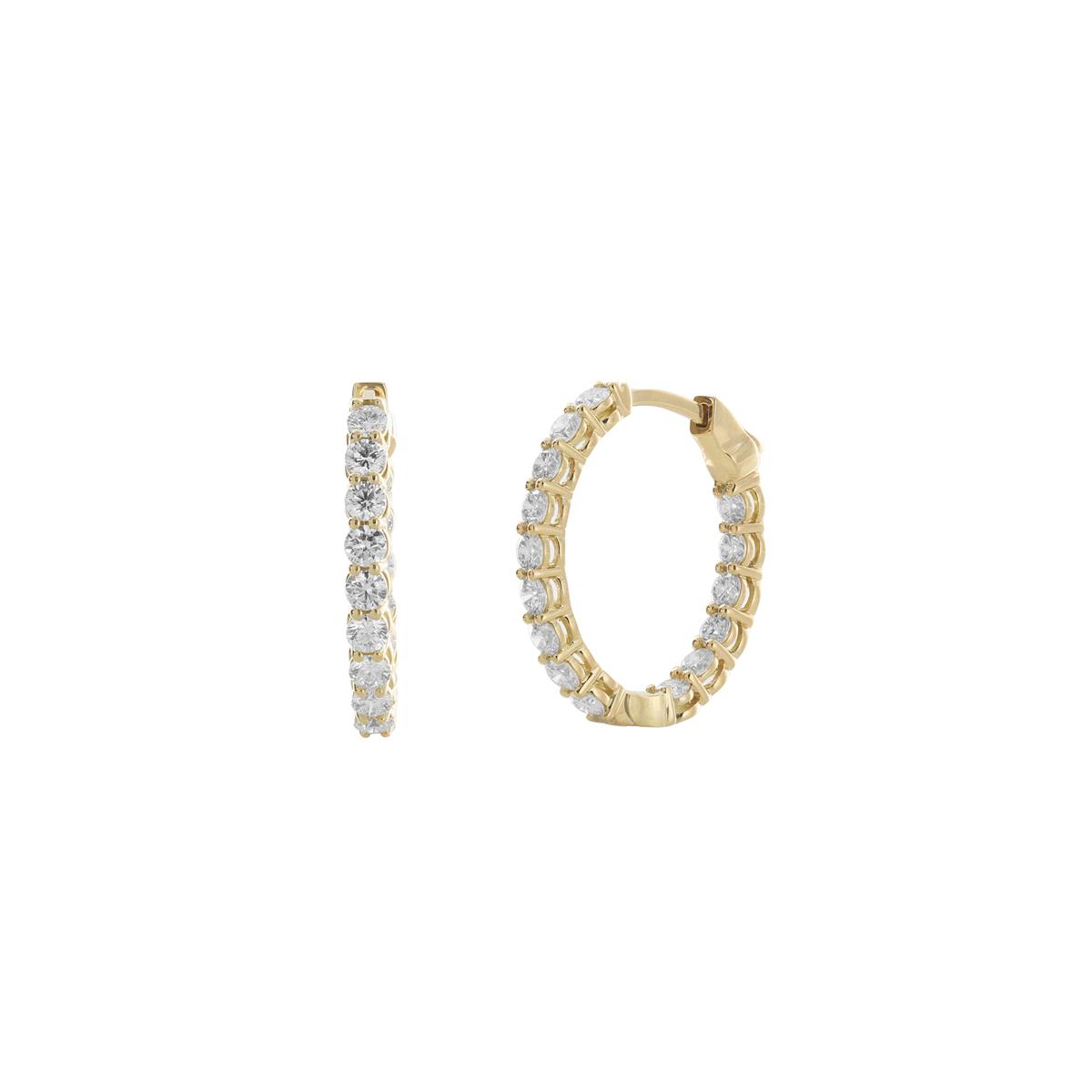 London Collection 18k Diamond Oval Hoop Earrings 2.25cts