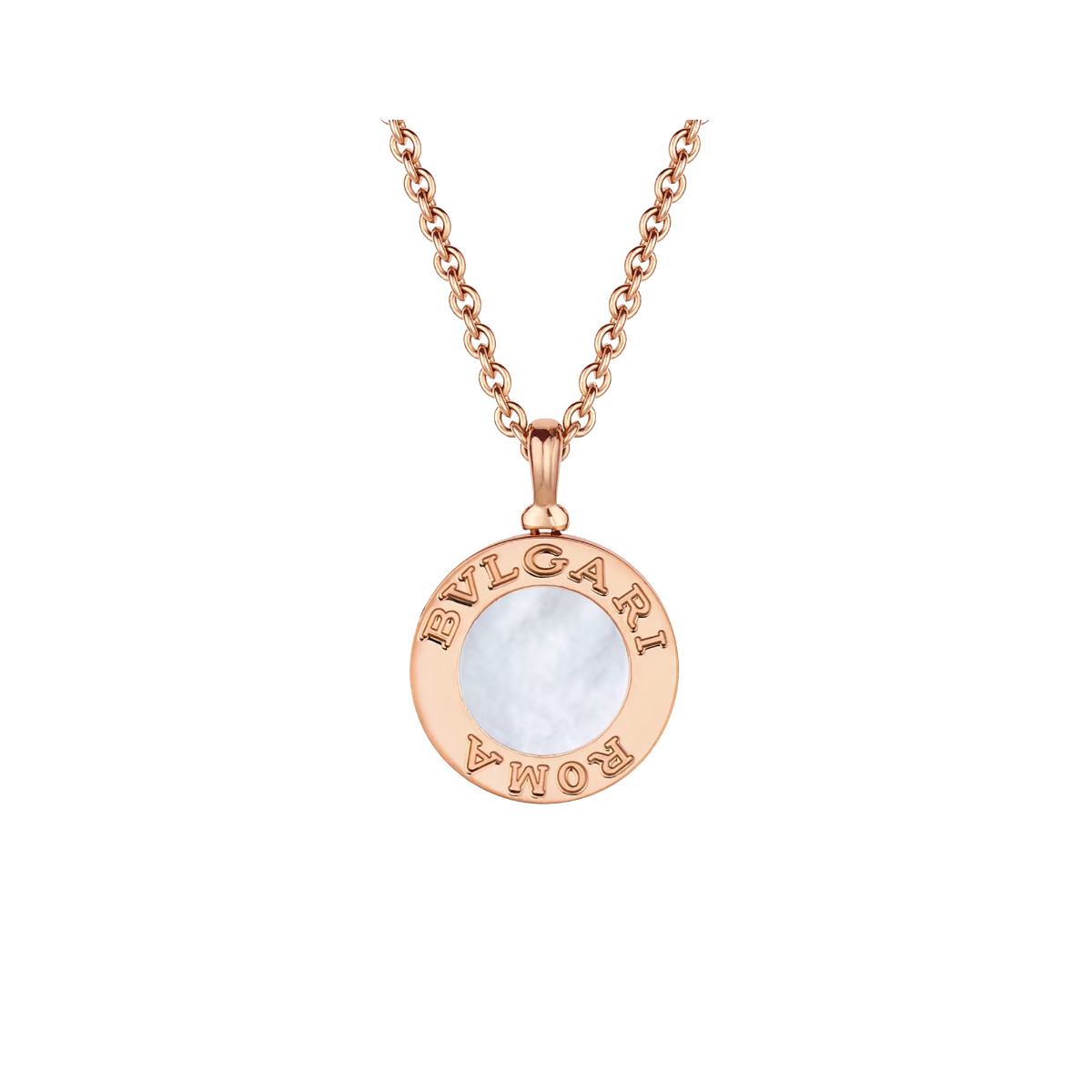 Bvlgari Bvlgari 18k Rose Gold Pave Diamond and Mother of Pearl Necklace