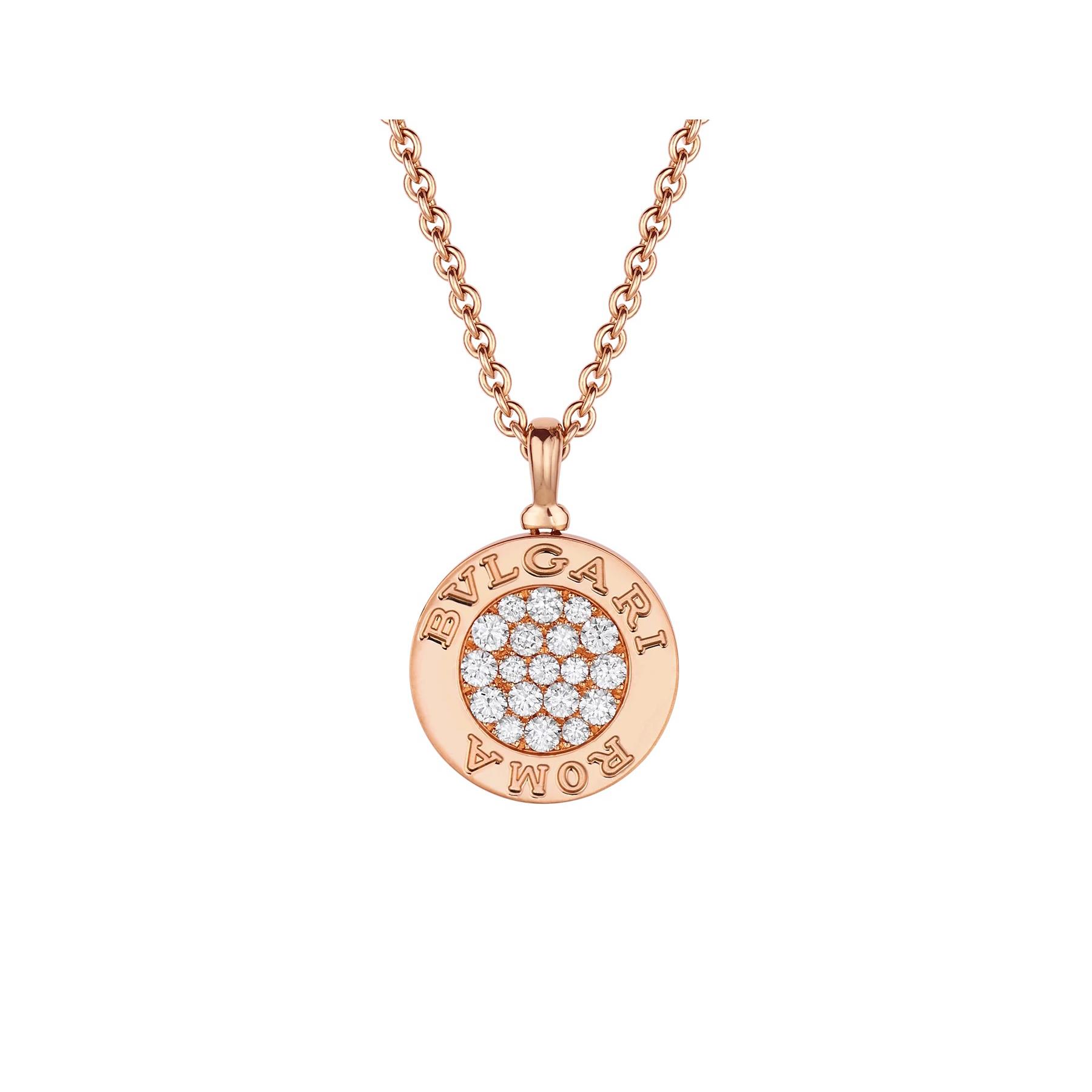 Bvlgari Bvlgari 18k Rose Gold Pave Diamond and Mother of Pearl Necklace