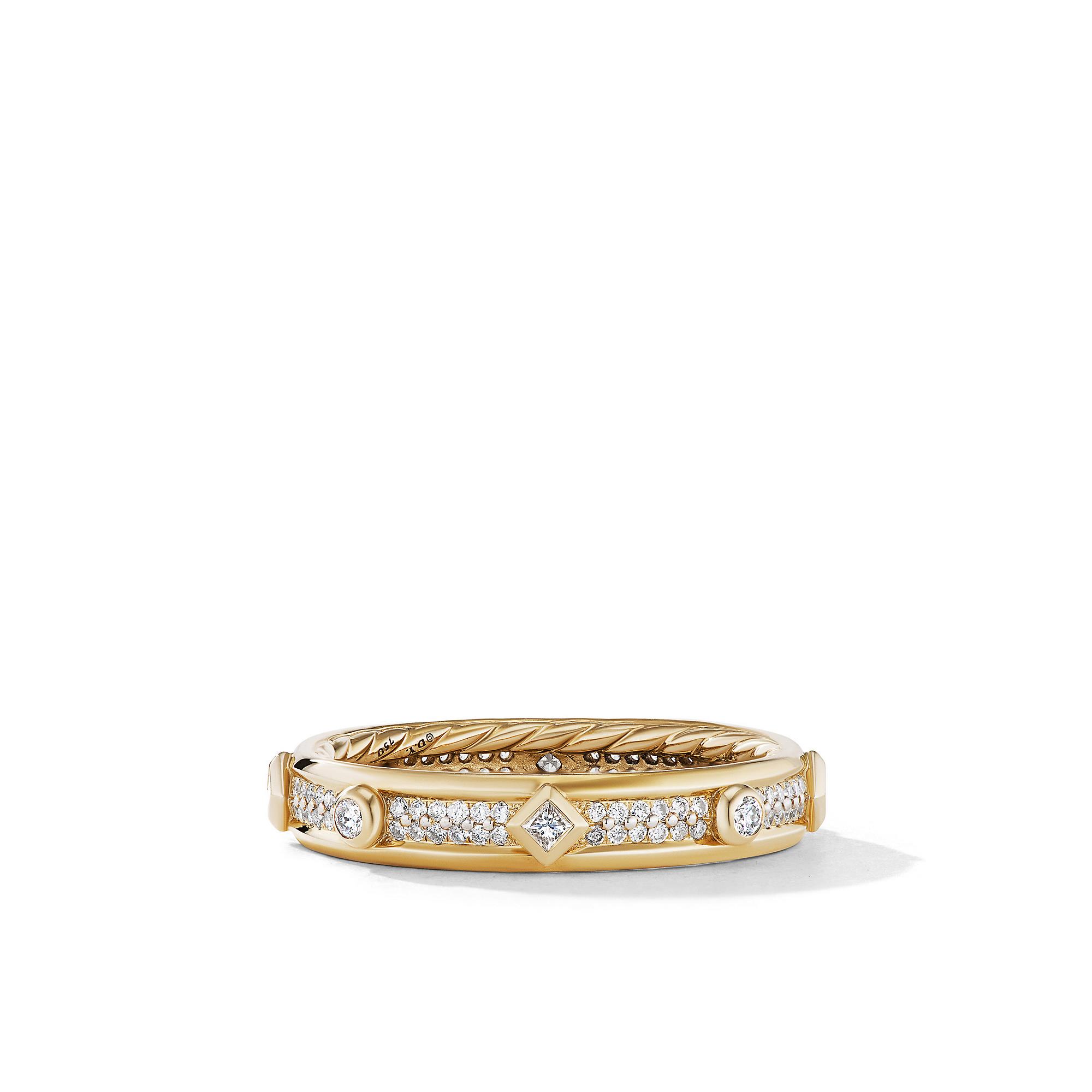 David Yurman Modern Renaissance Ring in 18K Yellow Gold with Full Pavé Diamonds