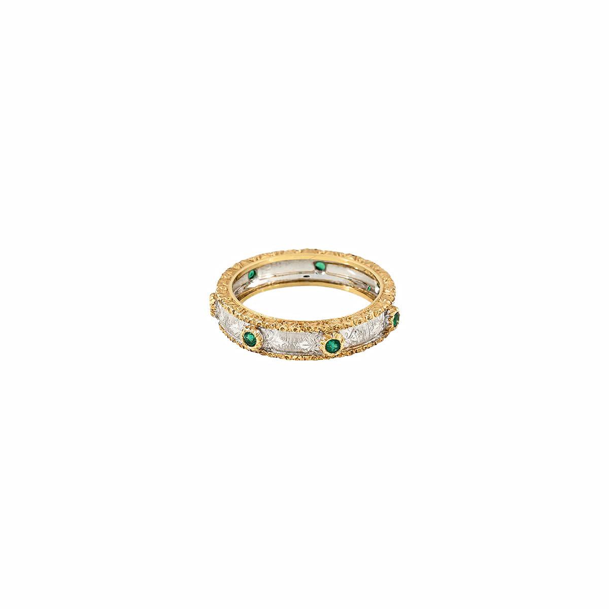 Buccellati Macri Capri Two Tone Emerald Eternelle Band Ring