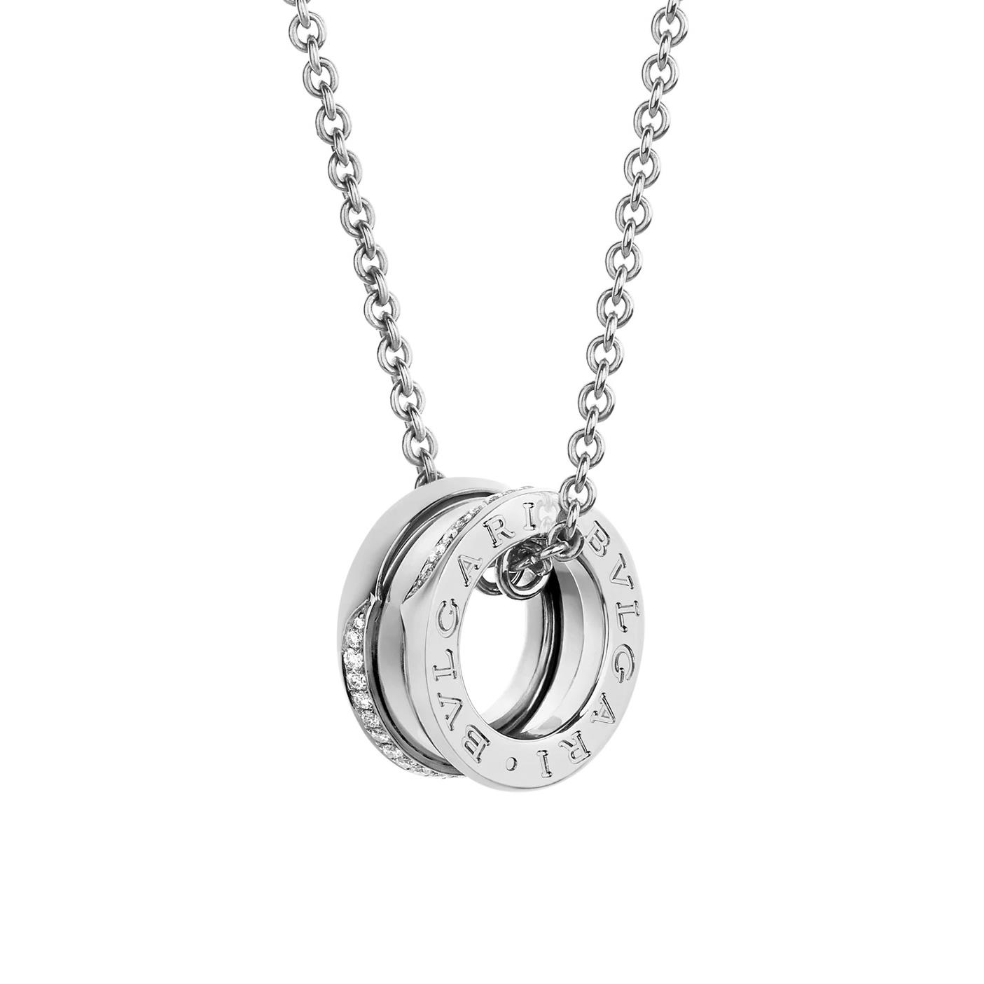 Bvlgari B.zero1 18k White Gold Diamond Pendant with Chain