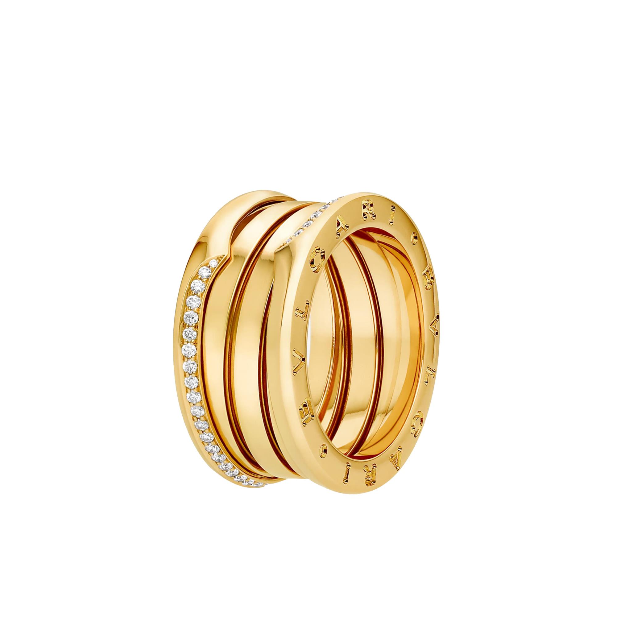 Bvlgari B.zero1 18k yellow gold diamond three band ring
