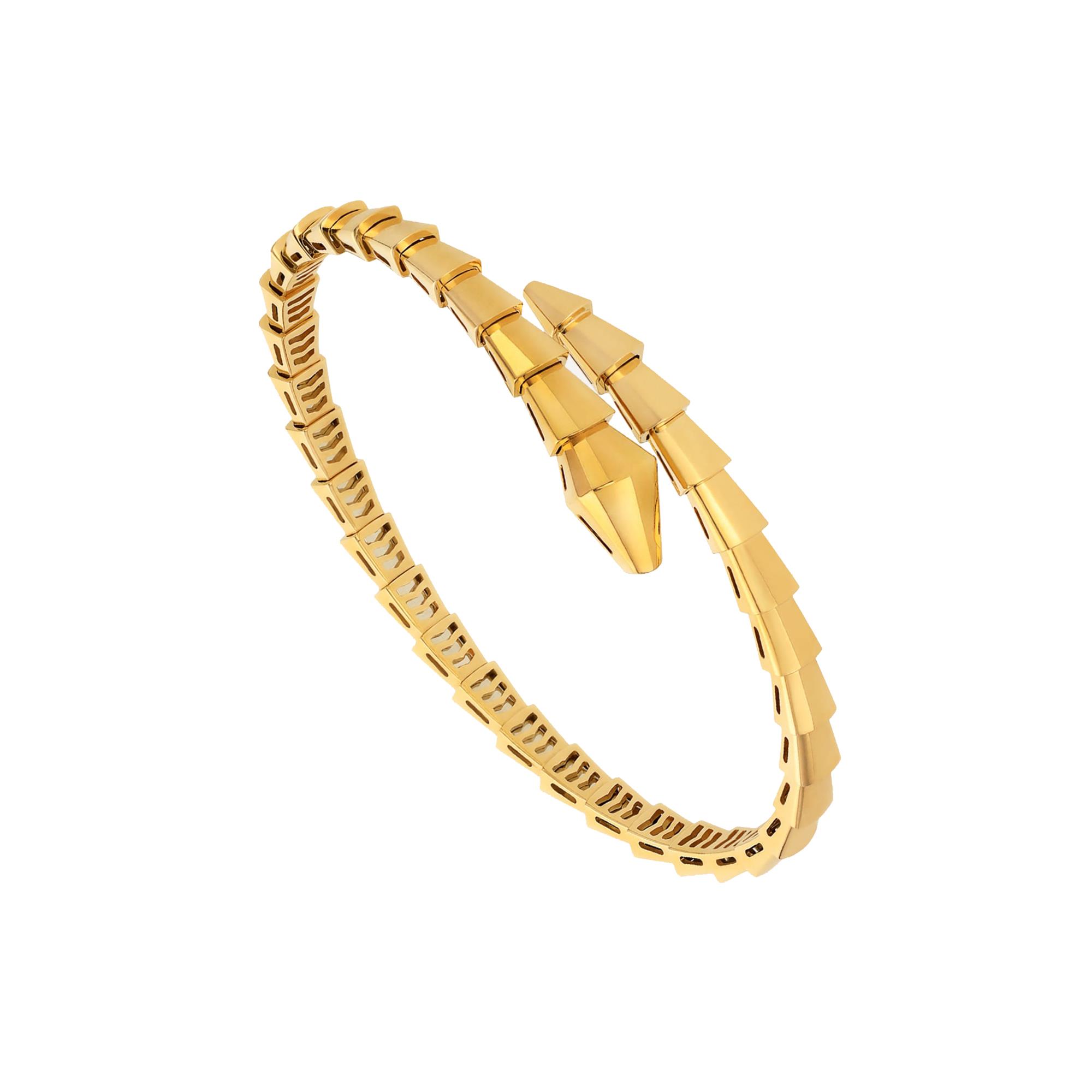 Bvlgari Serpenti Viper 18k Yellow Gold Bangle Bracelet Small Size