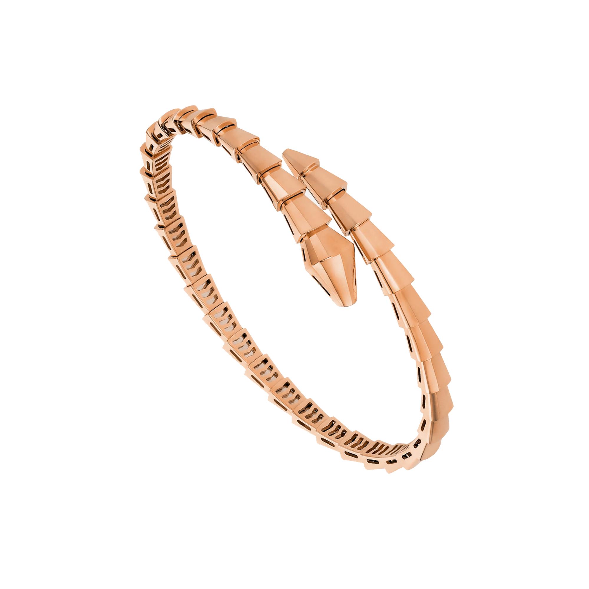 Bvlgari Serpenti Viper 18k Rose Gold Bangle Bracelet Small Size