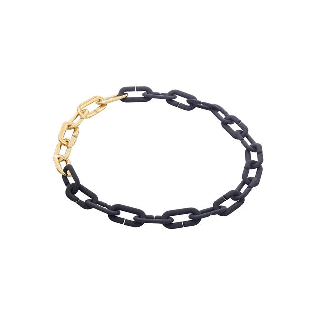 Vhernier Mon Jeu 18k White Gold Titanium Link Necklace