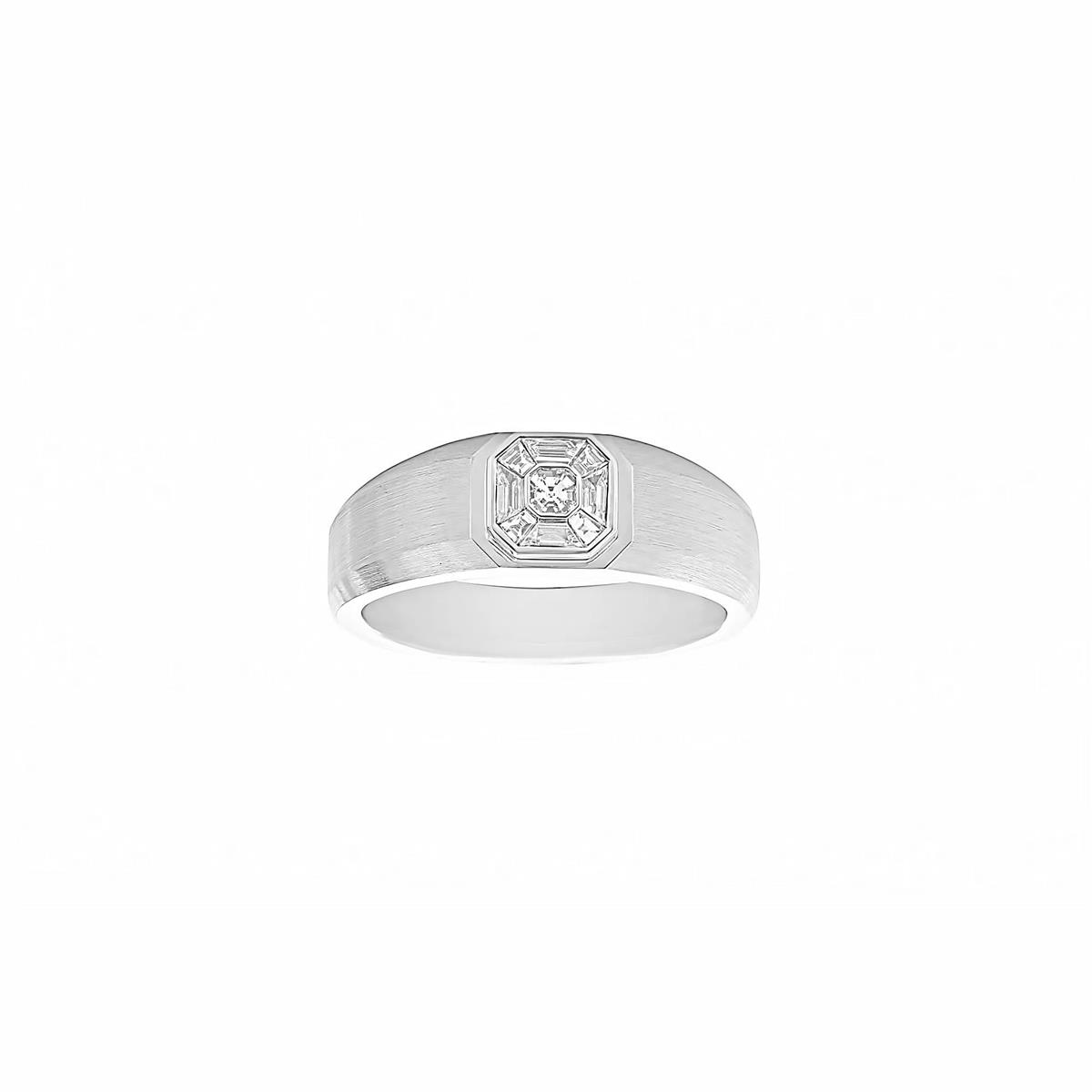 Henri Daussi 14k White Gold Mixed Shape Diamond Band Ring