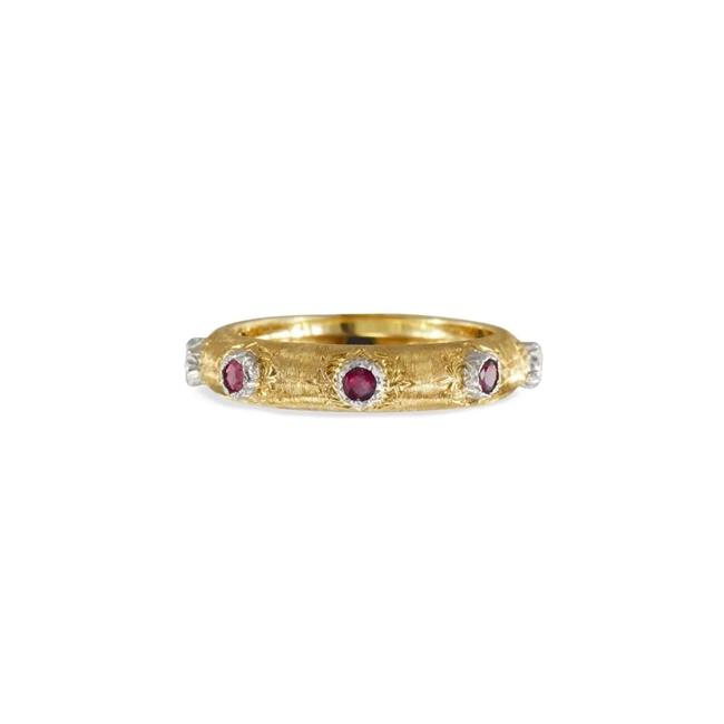 Buccellati Macri Positano 18k Yellow and White Gold Ruby Eternelle Ring