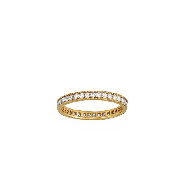 London Collection 18k Yellow Gold 35 Diamond Milgrain Wedding Band